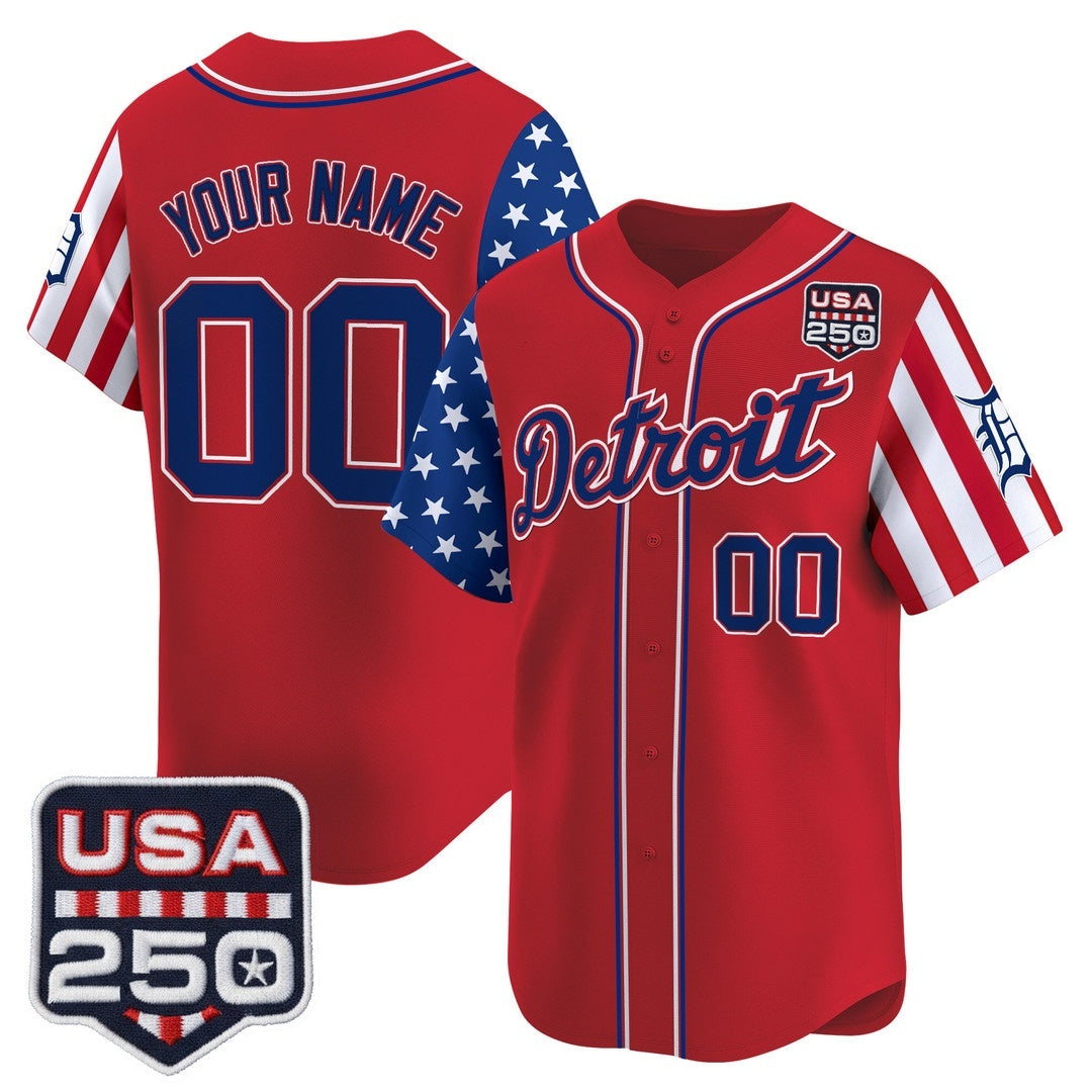 Custom Detroit Tigers America 250 Edition Vapor Premier Limited Red Stitched Baseball Jersey