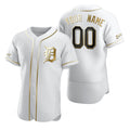 Custom Detroit Tigers White Stitched Flex Base Golden Edition Baseball Jersey