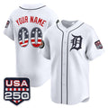 Custom Detroit Tigers White USA 250 Fourth of July Vapor Premier Limited Jersey – All Stitched Baseball Jersey