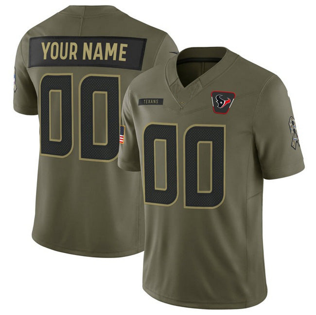 Custom H.Texans Active Player Olive 2025 F.U.S.E. Salute to Service Stitched Jersey