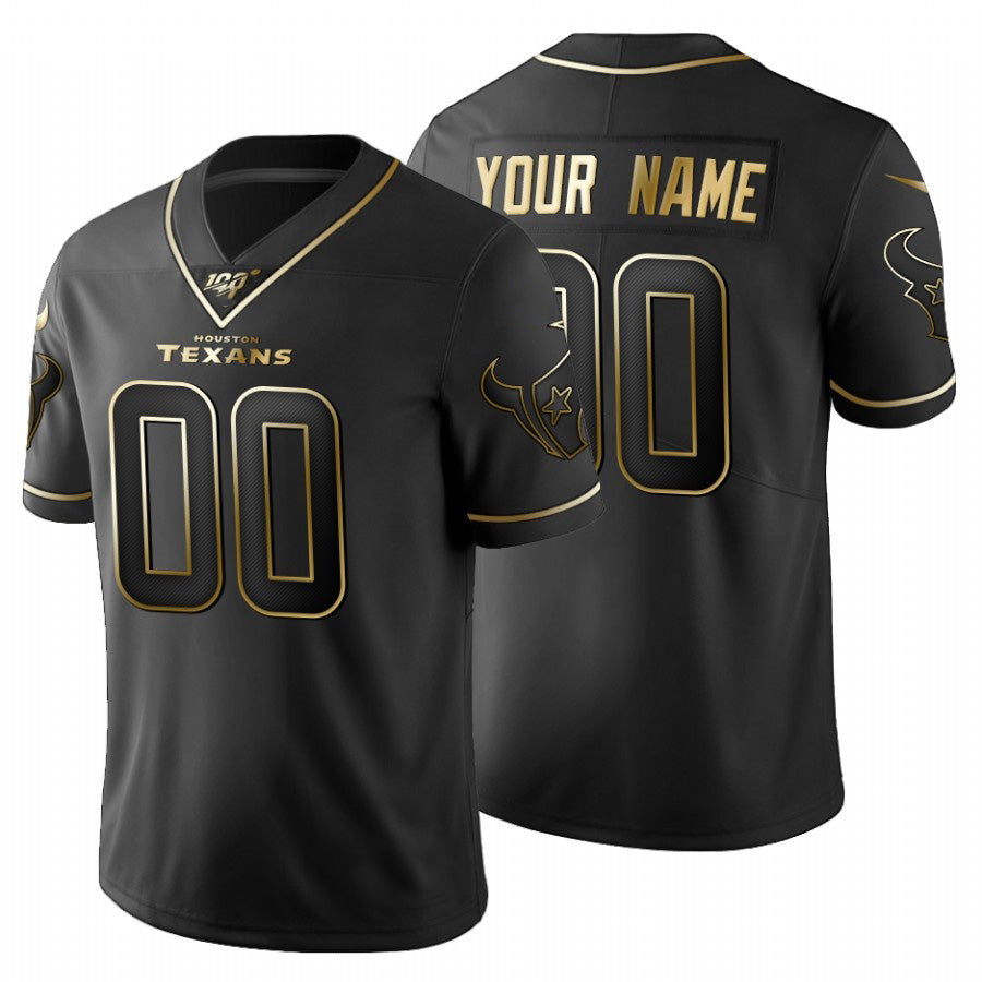 Custom H.Texans Black Golden Limited 100 Jersey