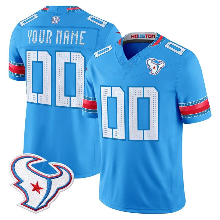 Custom H.Texans Rivalries Blue Jersey - All Stitched Football Jersey