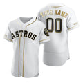 Custom Houston Astros White Stitched Flex Base Golden Edition Baseball Jersey