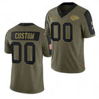 Custom KC.Chiefs Olive ACTIVE PLAYER 2021 Salute To Service Limited Stitched Jersey