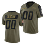 Custom LA.Chargers Olive ACTIVE PLAYER 2021 Salute To Service Limited Stitched Jersey