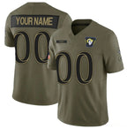 Custom LA.Rams Active Player Olive 2025 F.U.S.E. Salute to Service Limited Stitched Jersey