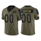 Custom LA.Rams Olive ACTIVE PLAYER 2021 Salute To Service Limited Stitched Jersey