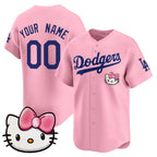 Custom Los Angeles Dodgers ACTIVE PLAYER Pink 2025 Hello Kitty Vapor Premier Limited Stitched Baseball Jersey