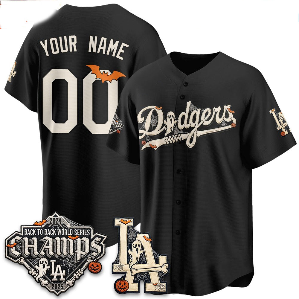 Custom Los Angeles Dodgers Black Halloween 2026 Baseball Jersey