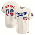 Custom Los Angeles Dodgers Cream USA 250 Fourth of July Limited Stitched Jersey