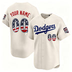 Custom Los Angeles Dodgers Cream USA 250 Fourth of July Limited Stitched Jersey