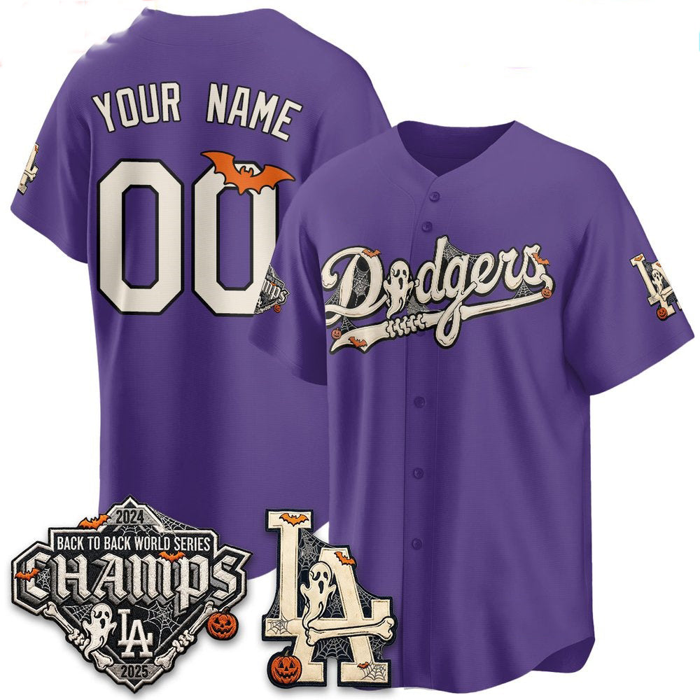 Custom Los Angeles Dodgers Purple Halloween 2026 Baseball Jersey
