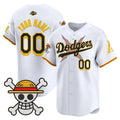 Custom Los Angeles Dodgers x One Piece x Mamba White Vapor Premier Limited Jersey - Stitched Baseball Jersey