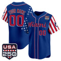 Custom Miami Marlins Royal America 250 Edition Vapor Premier Limited Stitched Baseball Jersey