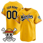 Custom Miami Marlins x One Piece Gold Vapor Premier Limited Jersey - Stitched Baseball Jersey