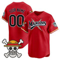 Custom Miami Marlins x One Piece Red Vapor Premier Limited Jersey - Stitched Baseball Jersey
