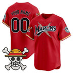 Custom Miami Marlins x One Piece Red Vapor Premier Limited Jersey - Stitched Baseball Jersey