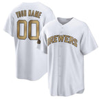 Custom Milwaukee Brewers Active Player White 2022 All-Star Cool Base Stitched Baseball Jersey