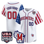 Custom Milwaukee Brewers America 250 Edition Vapor Premier Limited White Stitched Baseball Jersey