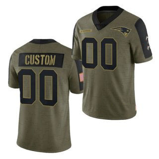 Custom NE.Patriots Olive 2021 Salute To Service Limited Stitched Jersey
