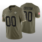 Custom NO.Saints ACTIVE PLAYER 2022 Olive Salute To Service Limited Stitched Jersey