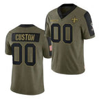 Custom NO.Saints Olive ACTIVE PLAYER 2021 Salute To Service Limited Stitched Jersey