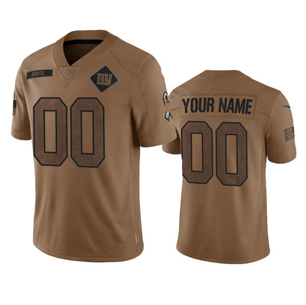 Custom NY.Giants Active Player 2023 Brown Salute To Setvice Limited Stitched Jersey