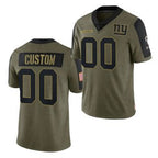 Custom NY.Giants Olive ACTIVE PLAYER 2021 Salute To Service Limited Stitched Jersey