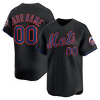 Custom New York Mets Black Alternate Limited Baseball Jersey HELVY