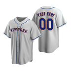 Custom New York Mets Gray Stitched Cool Base Road Baseball Jersey HELVY