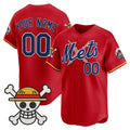 Custom New York Mets x One Piece Red Vapor Premier Limited Jersey - Stitched Baseball Jersey