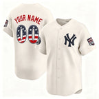 Custom New York Yankees Cream USA 250 Fourth of July Limited Stitched Jersey