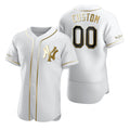 Custom New York Yankees White Stitched Flex Base Golden Edition Baseball Jersey HELVY