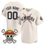 Custom New York Yankees x One Piece Cream Vapor Premier Limited Jersey - Stitched Baseball Jersey