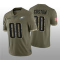 Custom P.Eagles ACTIVE PLAYER 2022 Olive Salute To Service Limited Stitched Jersey