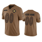 Custom P.Steelers Active Player 2023 Brown Salute To Setvice Limited Stitched Jersey
