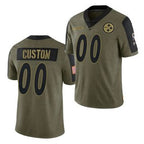 Custom P.Steelers Olive ACTIVE PLAYER 2021 Salute To Service Limited Stitched Jersey