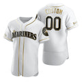 Custom Seattle Mariners White Stitched Flex Base Golden Edition Baseball Jersey