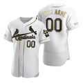 Custom St. Louis Cardinals White Stitched Flex Base Golden Edition Baseball Jersey