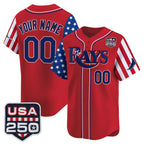 Custom Tampa Bay Rays America 250 Edition Vapor Premier Limited Red Stitched Baseball Jersey