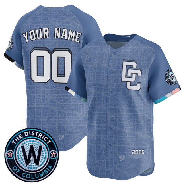 Custom Washington Nationals ACTIVE PLAYER Blue 2025 City Connect Limited Stitched Baseball Jersey