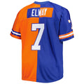 D.Broncos #7 John Elway Mitchell & Ness Royal-Orange  Big & Tall Split Legacy Retired Player Replica Football Jersey