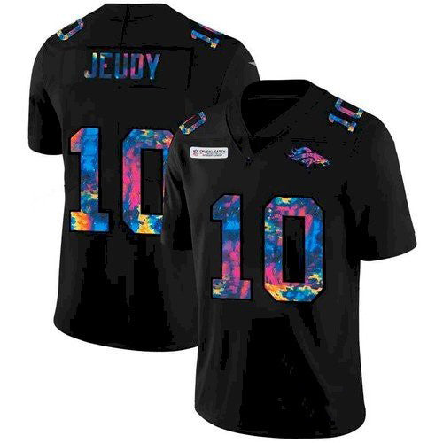 D.Broncos #10 Jerry Jeudy Crucial Catch Black Football Jersey