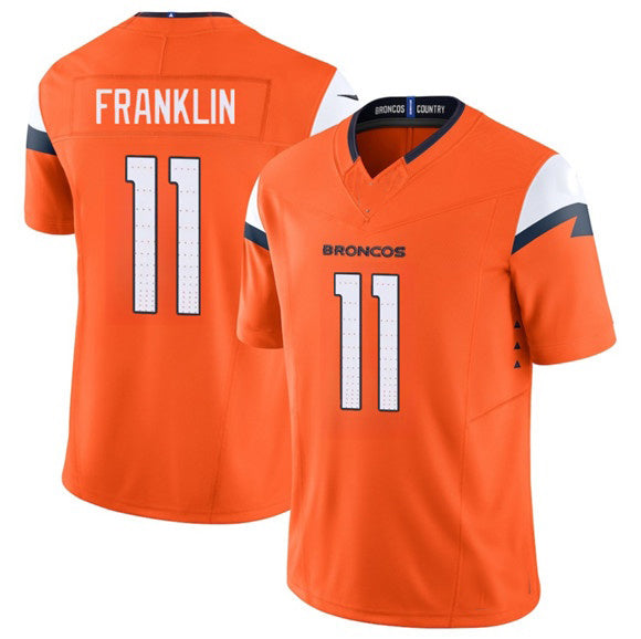 D.Broncos #11 Troy Franklin Orange 2025 F.U.S.E. Vapor Limited Stitched Football Jersey