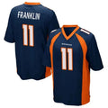 D.Broncos #11 Troy Franklin Player Navy Game Football Jersey