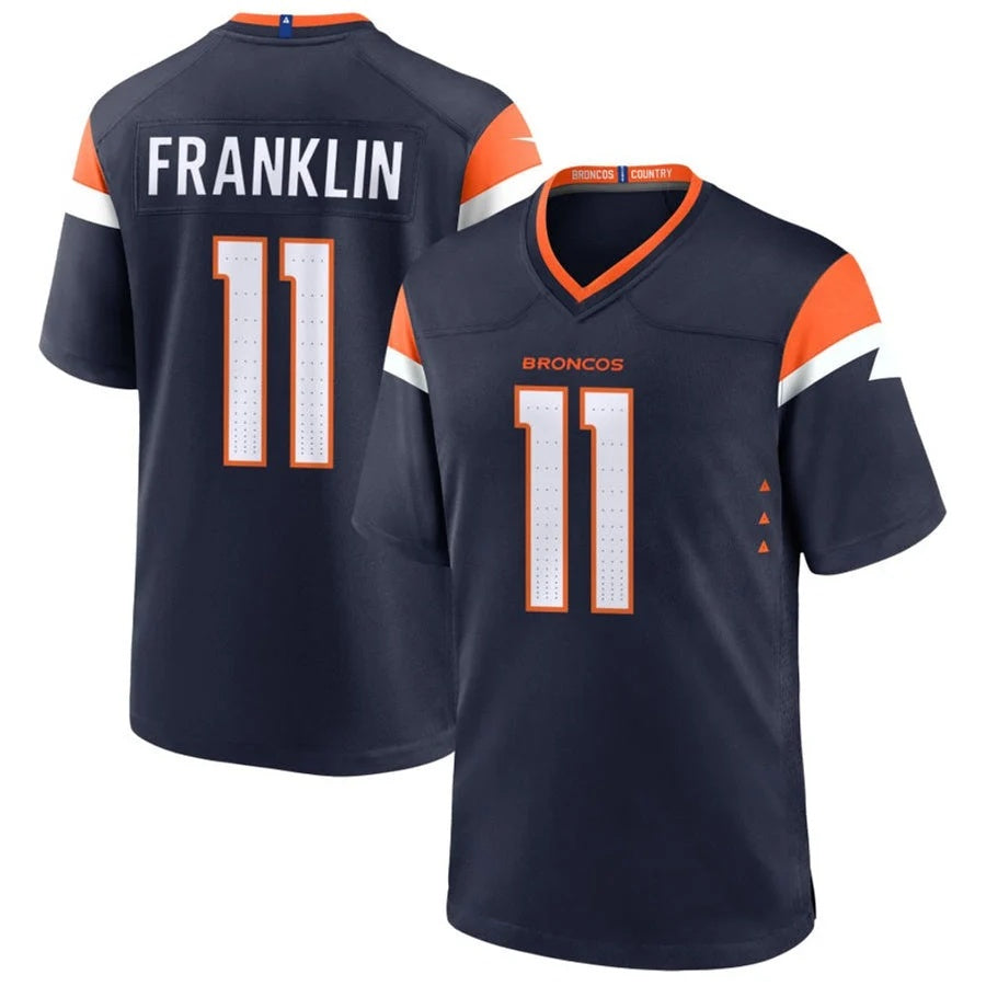 D.Broncos #11 Troy Franklin Player Navy Home Game Football Jersey
