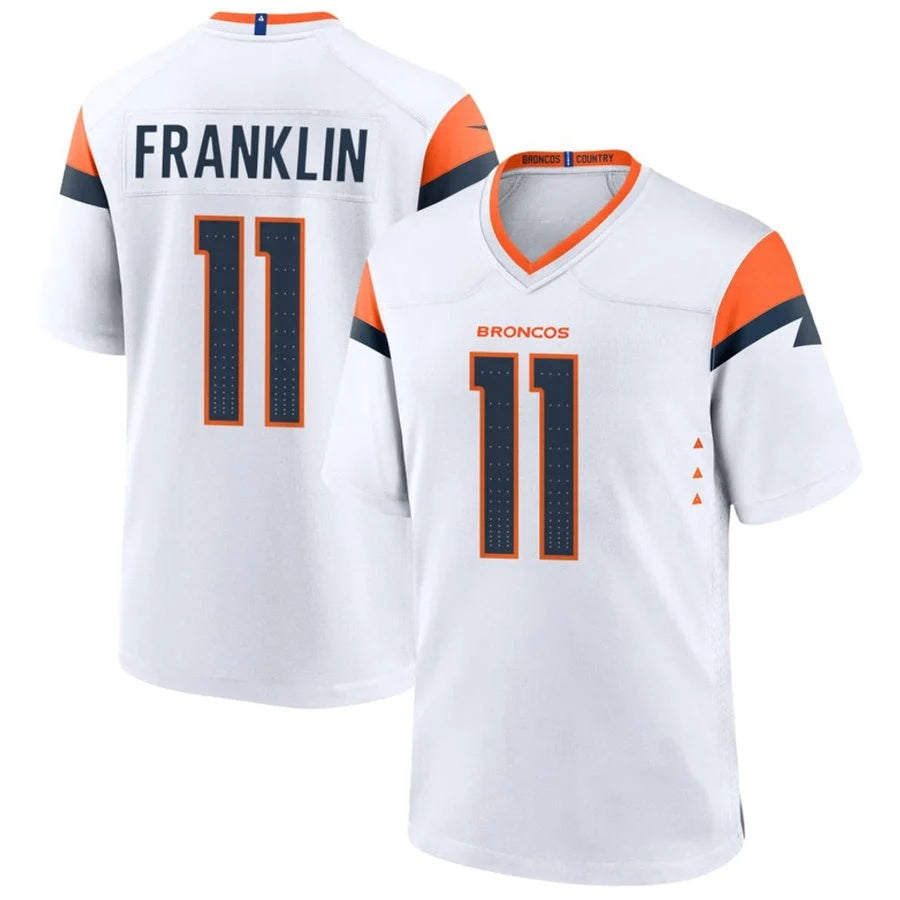 D.Broncos #11 Troy Franklin Player White Home Game Football Jersey