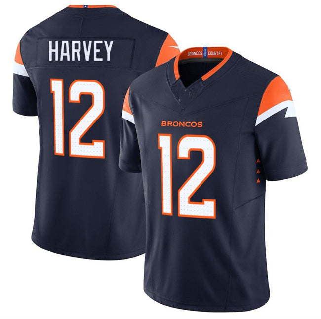 D.Broncos #12 RJ Harvey Navy F.U.S.E. Vapor Limited Stitched Football Jersey