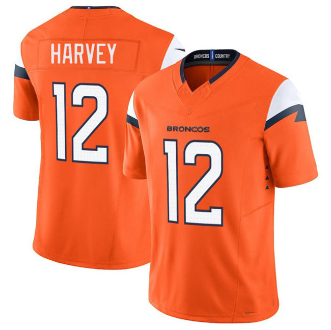 D.Broncos #12 RJ Harvey Orange 2025 F.U.S.E. Vapor Limited Stitched Football Jersey