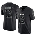 D.Broncos #12 RJ Harvey Player Black RFLCTV Limited Football Jersey